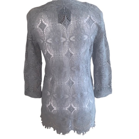 Charlie Joe size Small Bohemian Ziggy Top Gray Lace Dress Bikini Cover Up - Picture 2 of 7